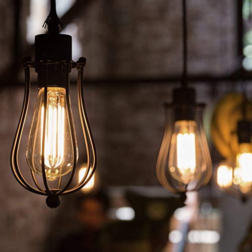 Image of fizzytech Antique Vintage Edison E27 40 Watt ST64 Squirrel Cage Filament 230 Lumens Dimmable Glass Bulb (Yellow) - 4 Pack