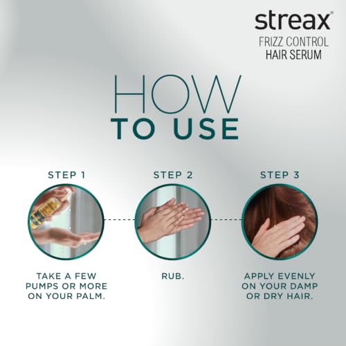 Image of Streax Frizz Control Hair Serum for Dry Frizzy Hair- 200 ml, 72hrs Frizz Free Hair, For Women & Men, With Bio - Elixir, 84% Frizz Reduction & 11X smoothness