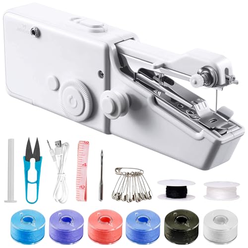 JUPPLIES - Maquina de Coser Portatil con Kit Costura 21 × 6.5 × 3.5 cm - Maquina Coser Electrica Mini para Viaje y Arreglos con Accesorios - Maquina de Costura Pequeña y Fácil de Usar