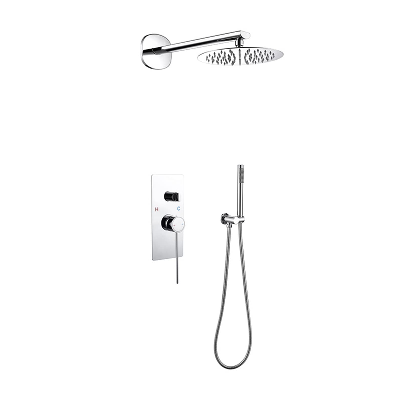 Robinet mitigeur de bain encastré 2 voies avec ensemble douche pluie