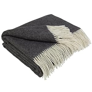 LYHome Cashmere Blanket with Merino – Luxury Wool Throw Soft Cozy and Warm, Decorative Throws Couch Bed Sofa, Warmest Blankets for Travel Camping & Cold Weather (55×79 | Dark Grey – White Herringbone)