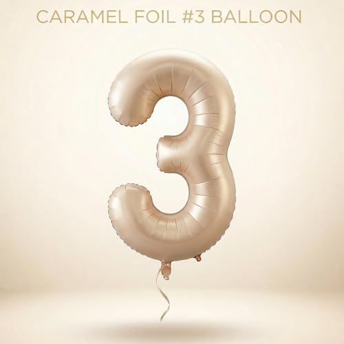 Image of Atpata Funky #3 Elegant Caramel Colour JUMBO 40 INCH Number Balloons Set | 0 to 9 Digit Shapes | Decorative Balloons for Milestones & Celebrations