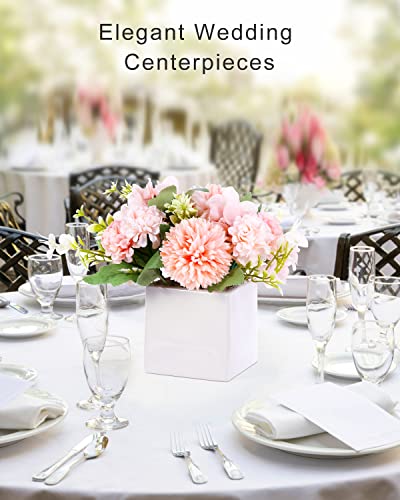 Gioyonil Fake Flowers With Ceramic Vase, Pink Faux Hydrangea Peony Artificial Flowers Arrangements In Vase Decoration For Dining Table Centerpiece Home Office Decor Party Wedding #TOP6