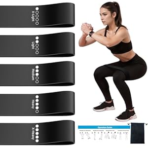 Resistance Loop Exercise Bands for Home Fitness, Yoga Pilates, Stretching, Strength Training, and Physical Therapy – Elastic Workout Bands Set, Ideal for Women&Men (5pcs Set)