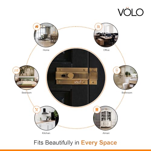 Image of VOLO Heavy Duty Door Lock Baby Latch for Home & Office Doors | Door Latch /Chitkani | Aluminum Ingot Build | Waterproof & Rust Resistant | 1 Year Warranty |1 Piece with Screws (Antique, 5 Inch)