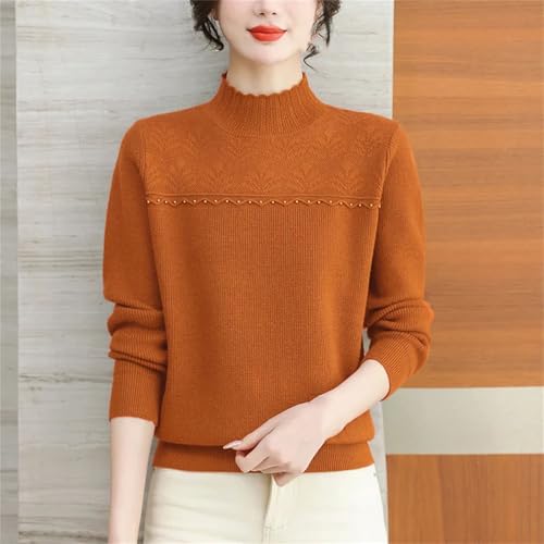 Women's Half High Neck Pullover Sweater Pulls Long Sleeve Clothing Base Knitted Tops - Image 3
