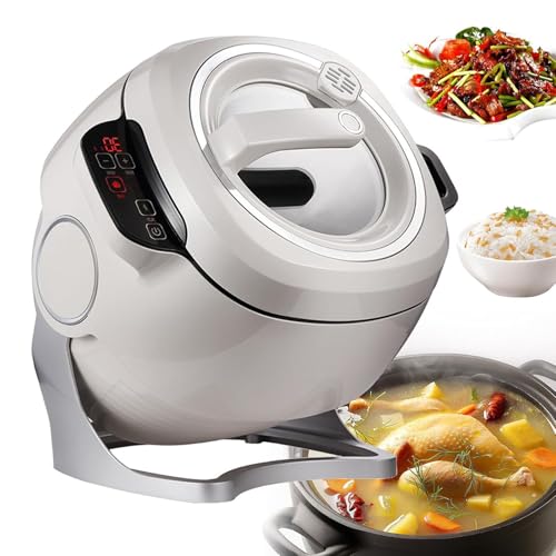 ZXCVBNMQ Auto Cooking Wok Fried Rice Machine,6L Fried Rice Cooking Machine with Smart Touch Rotating 3D All-Round Heating,Portable Cooker for Stir Frying Stewing Cooking