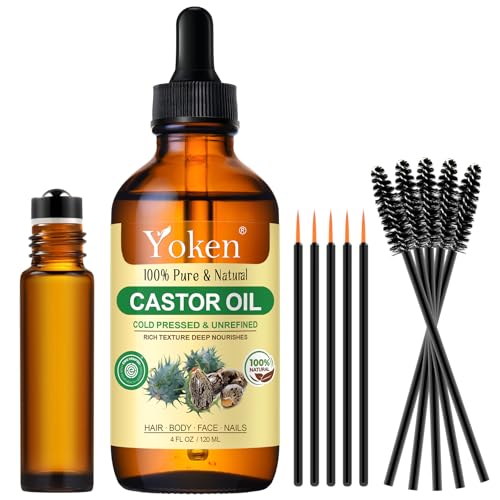 Yoken Castor Oil USDA & EWG Verified 4oz Glass Bottle - 100% Pure...