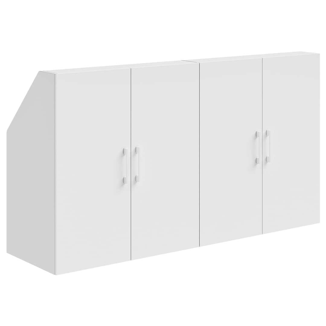 Bellamio Aland Dachschräge Regal in weiß – Dachschrägenschrank mit 4 Türen & 6 Fächern – Bücherregal/Kleiderschrank – platzsparender Stauraum für schräge Wände – Nischenschrank 100x179x52 (HxBxT)