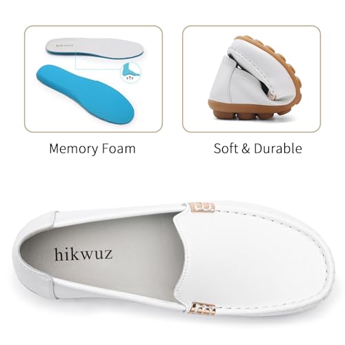 Image of Women's Comfortable & Lightweight Leather Loafers Slip-Ons Driving Walking Mocs Boat Shoes Cute Business Casual Dress Shoes Work Flats for Women