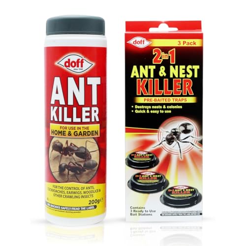 Ant Killer Powder 200g & Bait Stations (3 Pack) – Indoor & Outdoor Ant Control | Long-Lasting Dual Action Insect Bait & Powder for Home, Kitchen, Garden, Patio Use