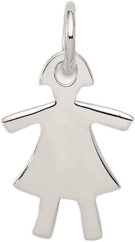 Solid 925 Sterling Silver Pendant Girl Charm (20mm x 11mm)