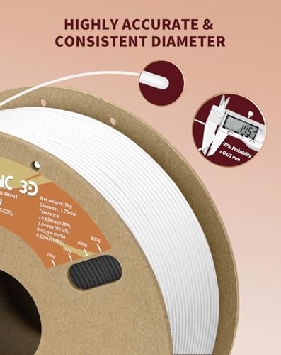Image of DURAMIC 3D TPU Filament 1.75mm, Soft TPU 3D Printing Filament 95A, 1kg Spool, + /- 0.05mm Accuracy, White 1 Pack