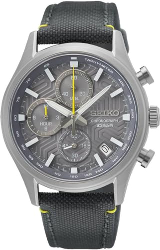 Seiko Herren Analog Quarz Uhr mit Nylon Armband SSB423P1