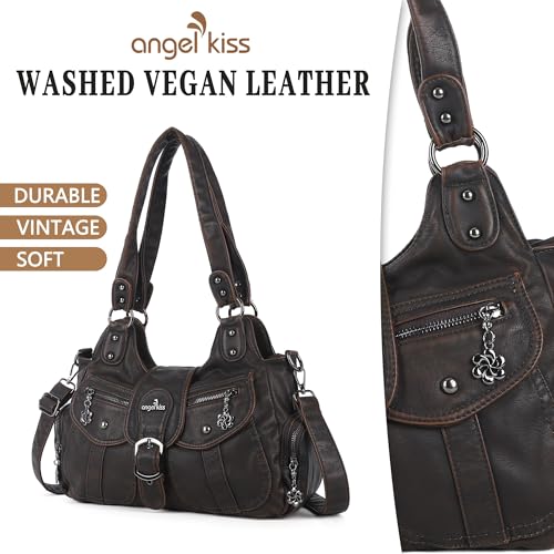 Image of Angel Kiss Hobo Bags for Women Vegan Leather Shoulder Purses and Handbags Ladies Roomy Tote Bags Purse with Crossbody Strap