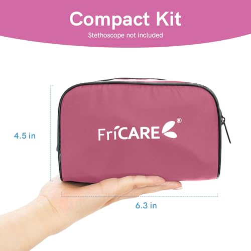 Image of FriCARE Rose Pink Blood Pressure Cuff Manual for Nurses /Nursing Students | Aneroid Sphygmomanometer for Home BP Monitoring & Medical School Training Use, Universal Adult Size with Carrying Bag