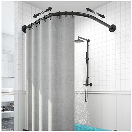Tringle à rideau de douche incurvée antirouille et extensible pour angle de bain