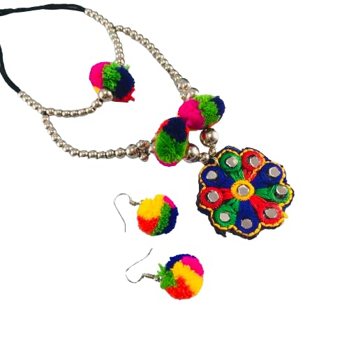 Garba Navratri Jewellery Sets for Women German Silver Oxidised Silver Necklace Sets with Matching Earrings for Women and Girls.