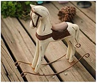 Amandaus Rocking Horse Statue Mediterranean Style Elegant Noble Wood Horse Sculpture Crafts for Home Office Table Decoration Ornaments Gifts