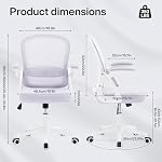 Fizzin chaise de bureau, chaise de bureau ergonomique à la maison avec support Lombaire réglable et coussin de siège épais, chaise d'ordinateur en mesh respirant Flip-up accoudoirs Chaises de travail pour le bureau intérieur (Lavande)