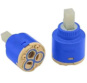 CHILLY-S Plastic Ceramic Replacement Disc Flat for Basin Shower Lever Mixer Tap Divertor | Inner Cartridge Valve | Spindle Set (35mm Flat)