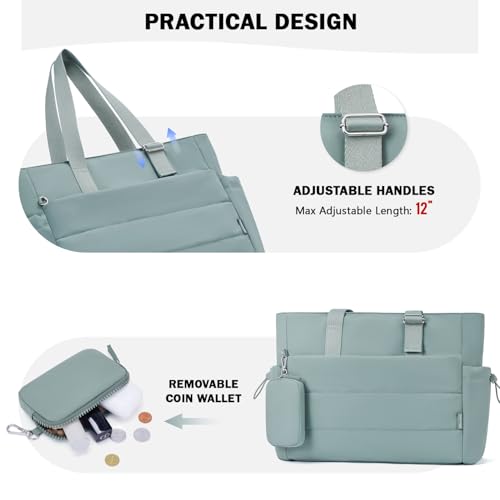 Image of Roulens Tote Bag for Women 2 Set Puffer Tote Bag with Adjustable Top-handle, Quilted Shoulder Handbag for Work /Travel