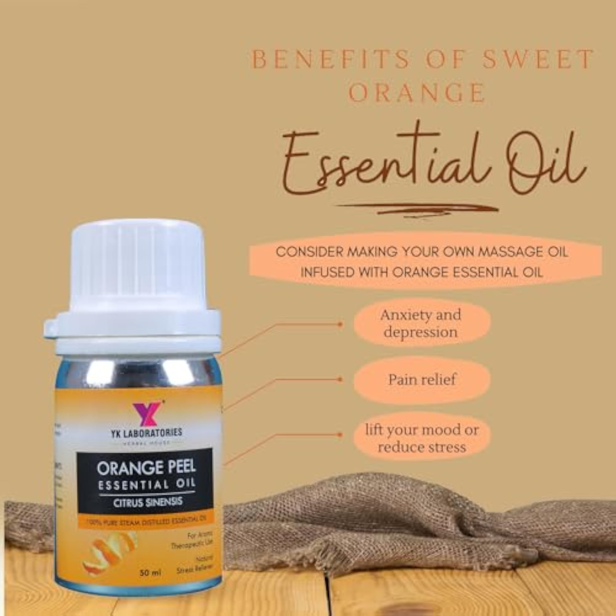 YK Laboratories Orange Essential Oil, 50ml