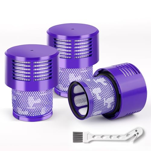 Image of V10 Filter Replacement Compatible with Dyson V10 Animal, Absolute, Cyclone & SV12 Cordless Vacuums, Washable HEPA Filter (Part 969082-01) with Detangling Cleaning Tool, 3-Pack