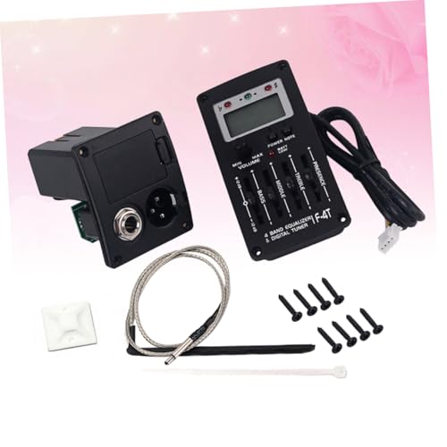 Ecualizador Preamp de 4 Bandas para Guitarra Acústica con Afinador LCD y Control de Volumen, Pickup Piezo Negro para Guitarras Folk, con Controles de Graves, Medios, Agudos y Presencia miniatura 4