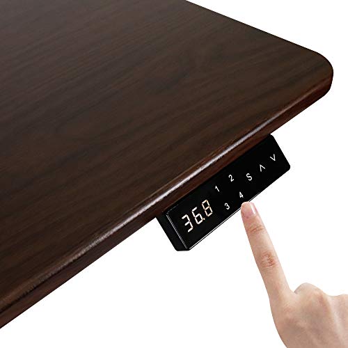 Unicoo - Electric Height Adjustable Standing Desk, Electric Standing Workstation Home Office Sit Stand Up Desk With 4 Pre-Set Memory Led Display Controller (Mahogany Top/Black Legs- Electric - Kt1001) #TOP4