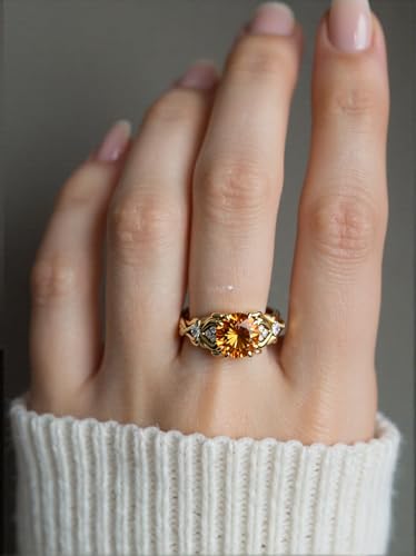 Image of Gemstone Vintage Rings for Women s925 Sterling Silver Round Cut 1.0 Carat Gemstone with Moissanite Promise Engagement Anniversary Ring for Her