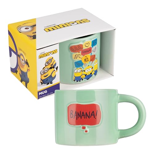 Paladone Mug en Céramique Minions avec Relief, 400 ml, Design Personnages, Produit Officiel sous Licence