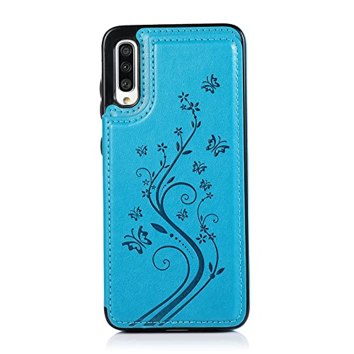Phone Case For Samsung Galaxy A70 A70S With Tempered Glass Screen Protector And Card Holder Wallet Cover Stand Flip Leather Cell Accessories Glaxay A 70 70S Gaxaly 70A 2019 Cases Women Men Blue #TOP6