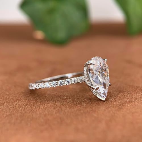 Pear Cut 4ct Moissanite Rings 4 Carat Pear Cut Moissanite Engagement Ring Womens Moissanite Ring4