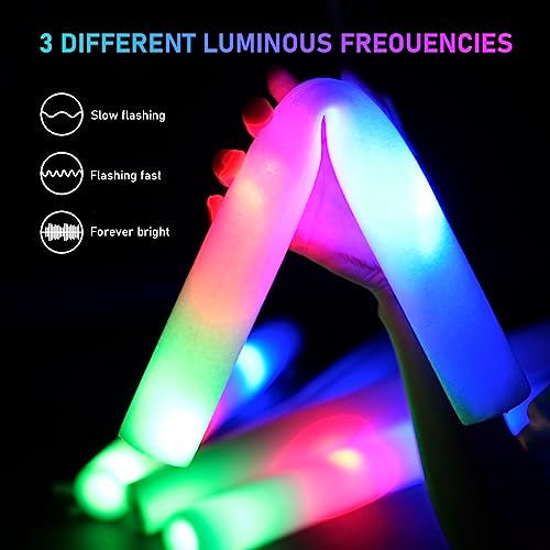 SHQDD 136PCS Glow in the Dark Party Supplies, 18 PCS Foam Glow Sticks, 18 PCS LED Glasses and 100PCS Glow Sticks Bracelets,Neon Party Favors for Glow Party, Wedding, Concert,Raves and Birthday - Image 6