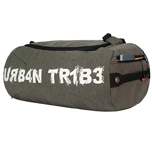 Image of URBAN TRIBE Polyester Plank 23L Gym Bag for Men's and Women's | Sports Duffle Bag with Shoe Compartment | Workout, Fitness, Exercise | Olive, 19 Cm