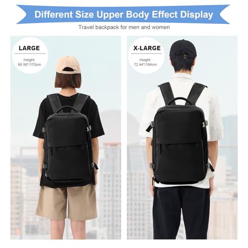 Image of coowoz Black Travel Backpack For Women Men Airline Approved,Carry On Backpack,Large Hiking Backpack Waterproof Outdoor Sports Rucksack Casual Daypack Fit 15.6 Inch Laptop Backpack College Backpack