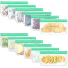 12 Pack Reusable Snack Bags, Silicone Snack Bags Reusable Storage, Leakproof Snack Storage Bags Containers for Travel Picnic, Work, Home Use