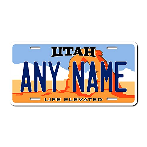 Personalized Utah Souvenir License Plate 6" X 12" (inches) Aluminum. Add Your Name, Text or Numbers.Full Size Novelty Plate - Fits Car and Truck Name Plate Holders VER.2