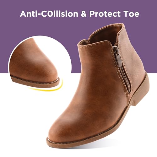 LseLom Girls Ankle Boots Low Heel Side Zipper Fall Winter Booties Outdoor Shoes for Little Kids/Big Kids3