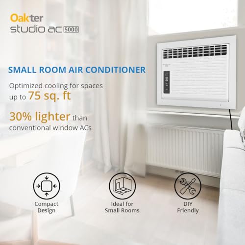 Image of Oakter Studio AC 0.5 Ton 1 Star Window | 6 Amp Plug | Low Power Consumption | 50C Cooling | Surge Protection | Anti-Dust Filter | Ideal for 75 sq.ft Rooms | CWRC Technology
