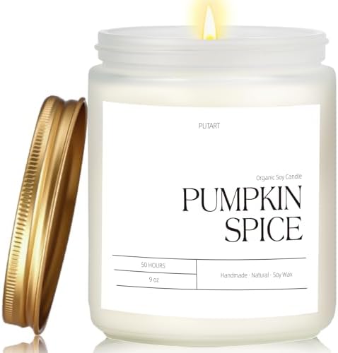 Pumpkin Spice Fall Candles for Home Scented, Natural Soy Wax Arom...