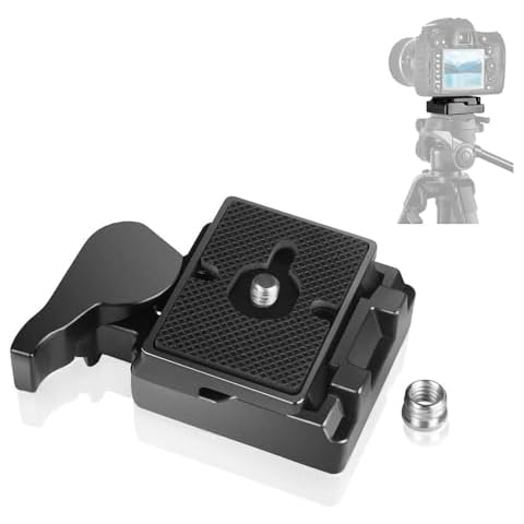 UTEBIT 323 RC2 Quick Release Plate, Metal Rapid Adapter with 1/4" and 3/8" Camera Screw Tripod Mount Plate Fit Only for Manfrotto Tripod Cover
