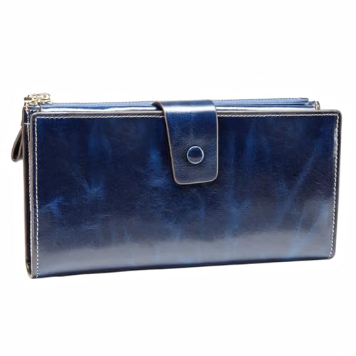 Image of Itslife Womens RFID Blocking Large Capacity Luxury Wax Genuine Leather Wallet Clutch Card Holder