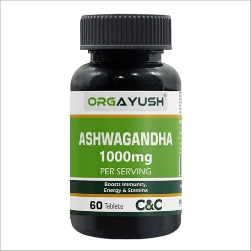 Image of Organic Ashwagandha 1000mg Tablets - Energy, Strength & Stamina Support Supplement, Stress Support & Sleep Wellness Formula with Himalayan Ashwagandha (Pack of 3)