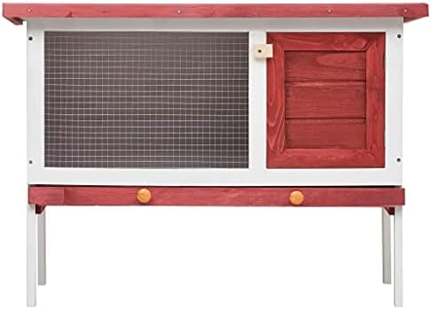 Large Grey Solid Pine Wood Outdoor Rabbit Hutch for Rabbits, Bunnies & Small Animals - Weatherproof Rustic Design, 35.4" W x 35.4" L x 25.6" H, Easy Pull-Out Tray