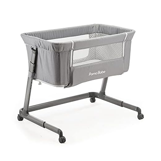 Pamobabe Bedside Sleeper,Baby Bed to Bed,Babies Crib Bed, Easy Folding Portable Crib (Light Grey)