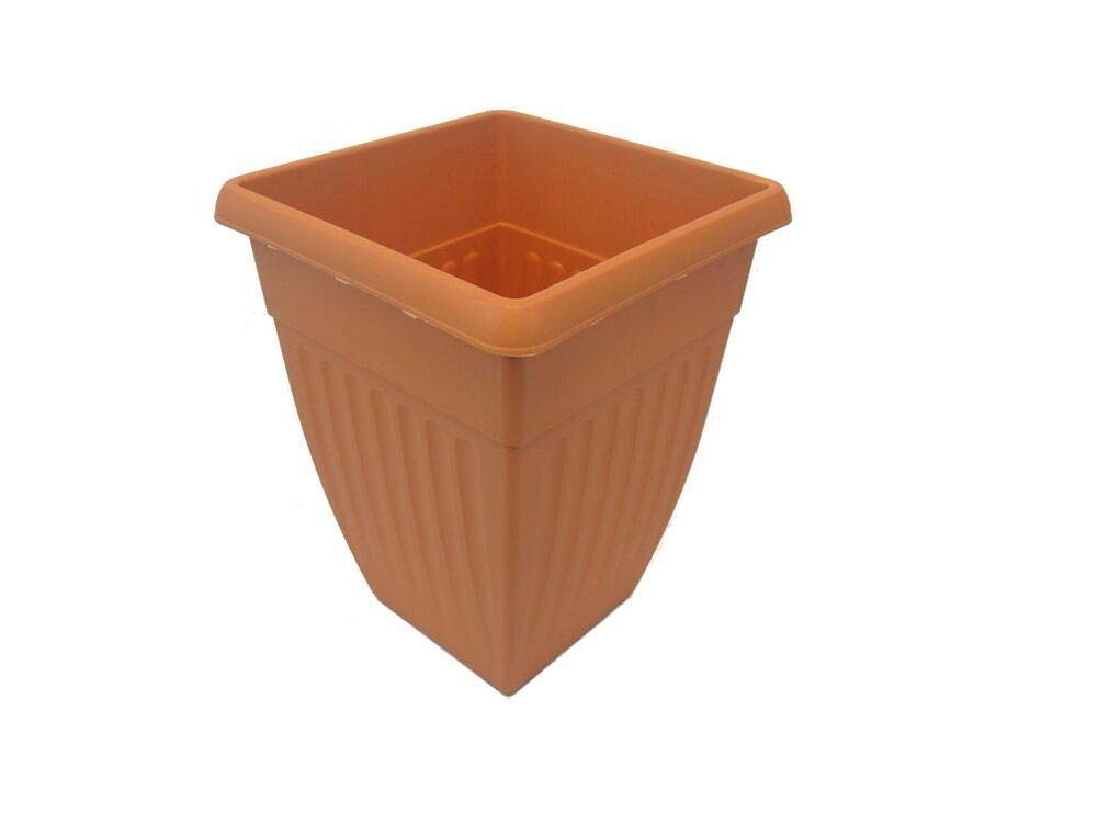 Dtkh Terracotta Whitefurze 42Cm Tall Athens Square Planter, Plant Pot, Garden, Plants