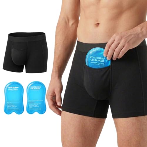 Vasectomy Underwear with 2 Ice Packs, Testicular Support & Pain Relief (US, Alpha, Large, Regular...