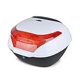 ZMCOV Top Case Scooter, Top Case Moto avec Voyant D'avertissement De Nuit, Top-Cases De Conception Humanisée Résistant À l'usure Etanche pour Motos,Blanc